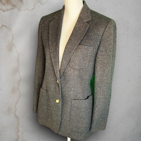 NWOT Lauren Ralph Lauren Wool / Cashmere Charcoal Gray Patch Pocket Blazer SZ 6 - Picture 2 of 13